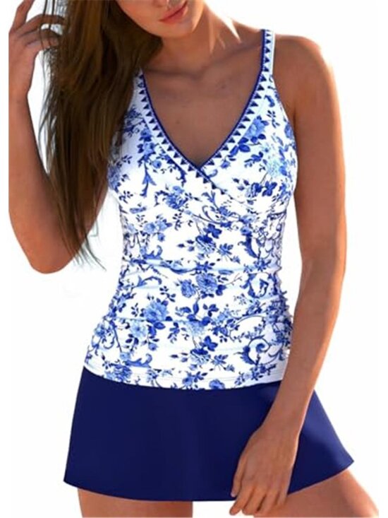 Other - Womens Tankini Swimsuit Tummy Control Swim Dress Two Piece Bathing Suit